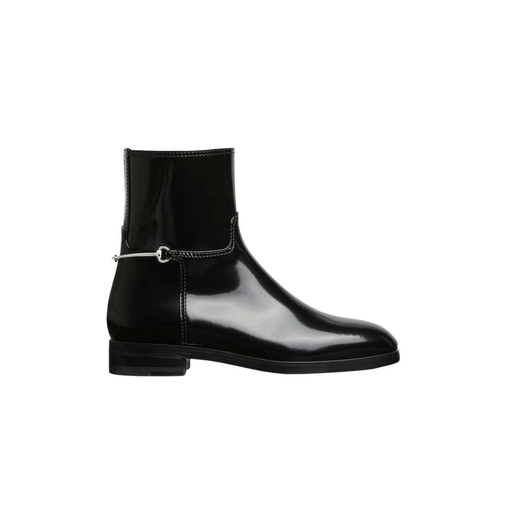 Gucci - GG Black Leather Slim Horsebit Boots - IT 37.5